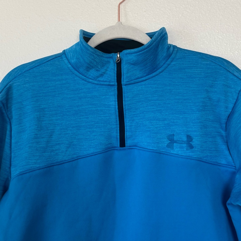 Under Armour Pullover Mens Turquoise Blue 1/4 Zip Loose Fit L - Picture 3 of 5